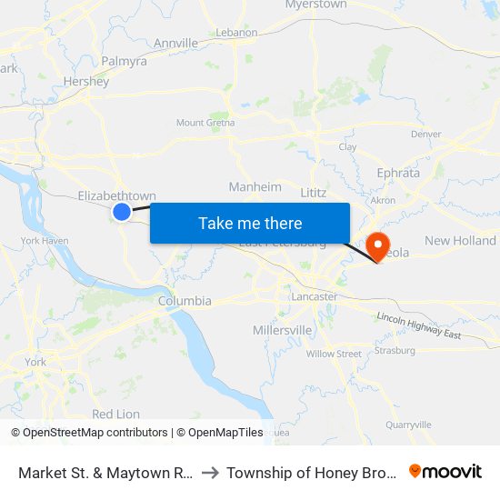 Market St. & Maytown Rd. to Township of Honey Brook map