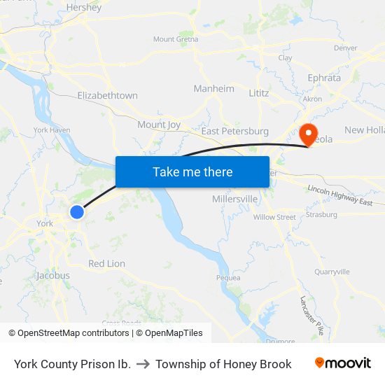 York County Prison Ib. to Township of Honey Brook map