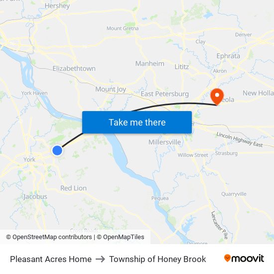 Pleasant Acres Home to Township of Honey Brook map