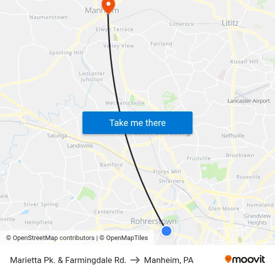 Marietta Pk. & Farmingdale Rd. to Manheim, PA map