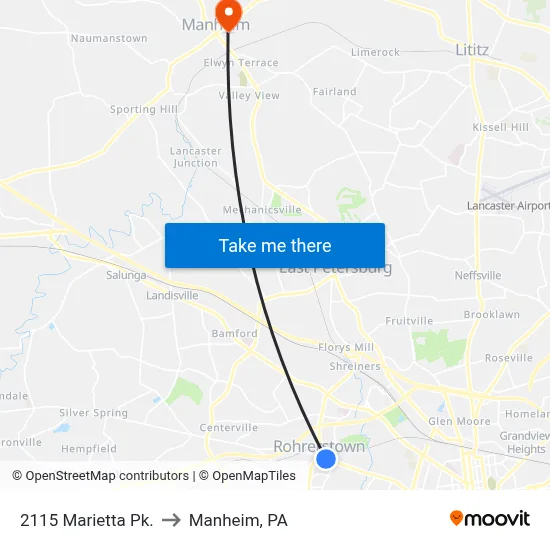 2115 Marietta Pk. to Manheim, PA map