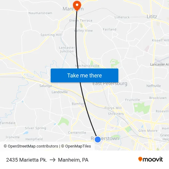 2435 Marietta Pk. to Manheim, PA map