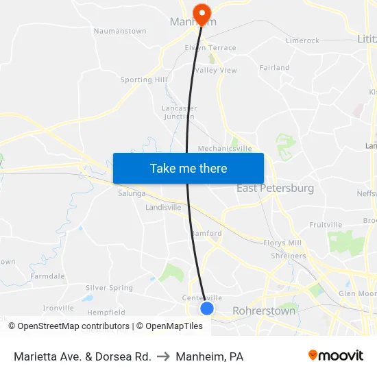 Marietta Ave. & Dorsea Rd. to Manheim, PA map