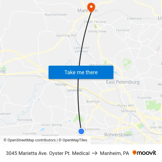 3045 Marietta Ave. Oyster Pt. Medical to Manheim, PA map