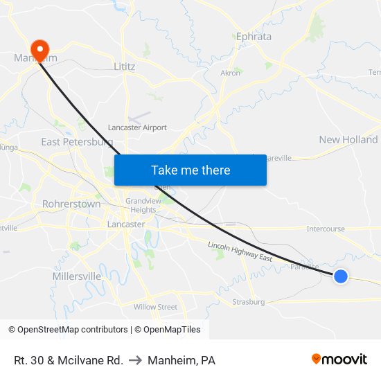 Rt. 30 & Mcilvane Rd. to Manheim, PA map