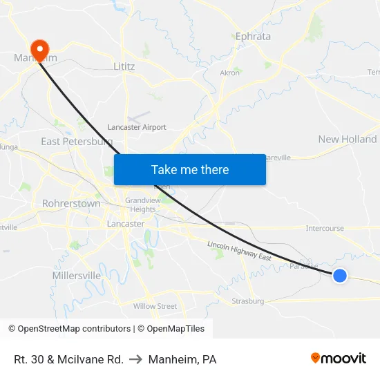 Rt. 30 & Mcilvane Rd. to Manheim, PA map