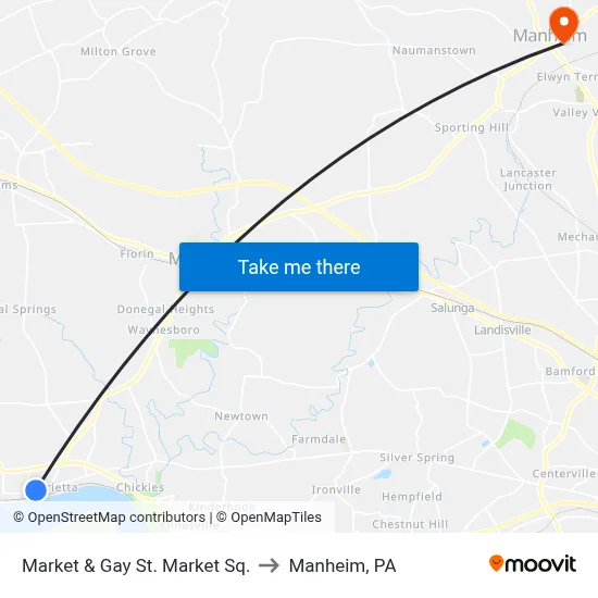 Market & Gay St.  Market Sq. to Manheim, PA map