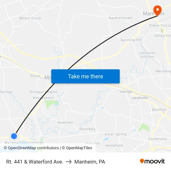 Rt. 441 & Waterford Ave. to Manheim, PA map