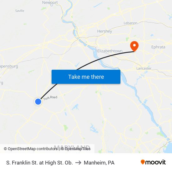 S. Franklin St. at High St. Ob. to Manheim, PA map