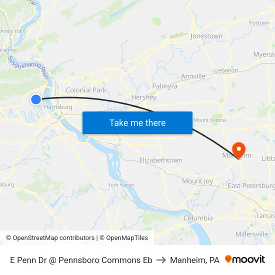 E Penn Dr @ Pennsboro Commons Eb to Manheim, PA map