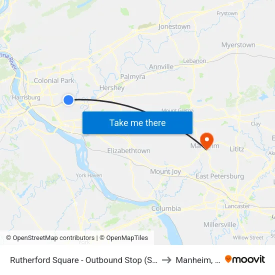 Rutherford Square - Somerset St & N 67th to Manheim, PA map
