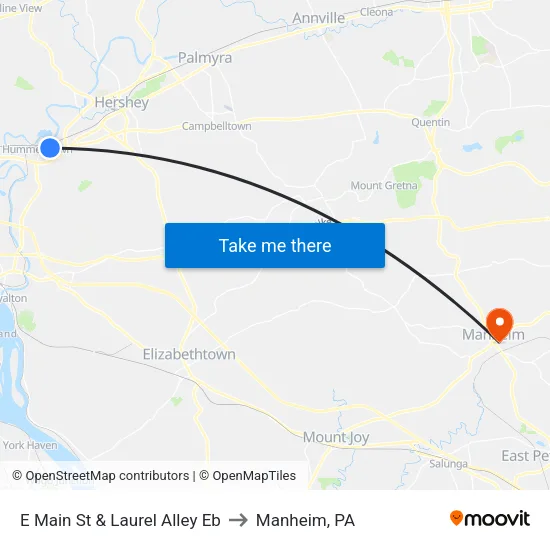 E Main St & Laurel Alley Eb to Manheim, PA map