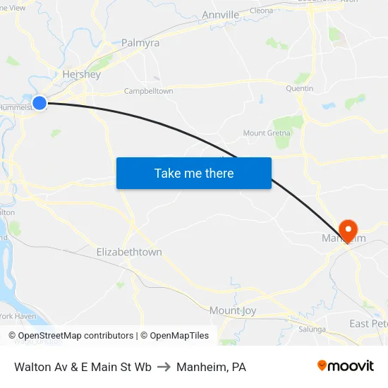 Walton Av & E Main St Wb to Manheim, PA map
