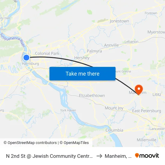 N 2nd St @ Jewish Community Centre Nb to Manheim, PA map