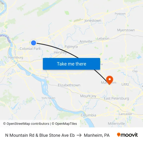 N Mountain Rd & Blue Stone Ave Eb to Manheim, PA map