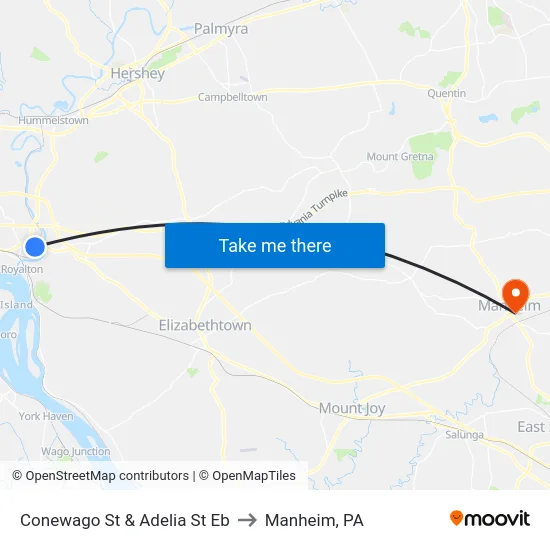 Conewago St & Adelia St Eb to Manheim, PA map