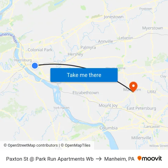 Paxton St @ Park Run Apartments Wb to Manheim, PA map