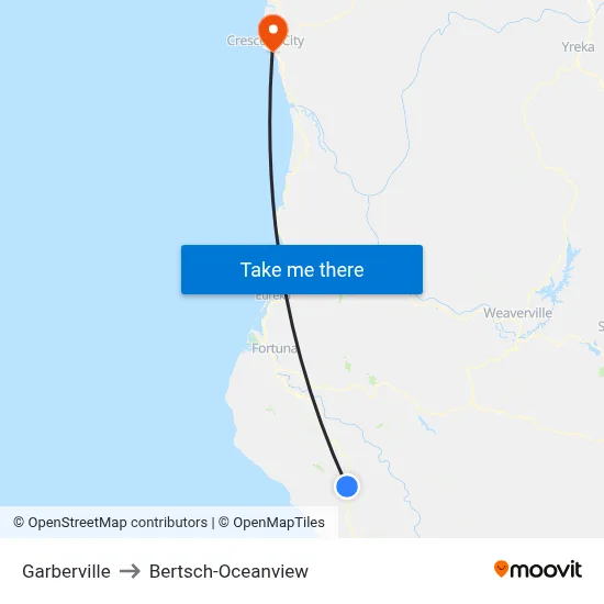 Garberville to Bertsch-Oceanview map