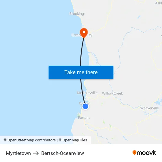 Myrtletown to Bertsch-Oceanview map