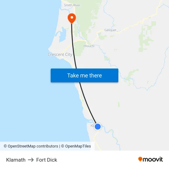 Klamath to Fort Dick map