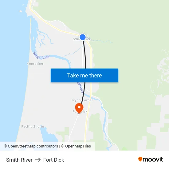 Smith River to Fort Dick map