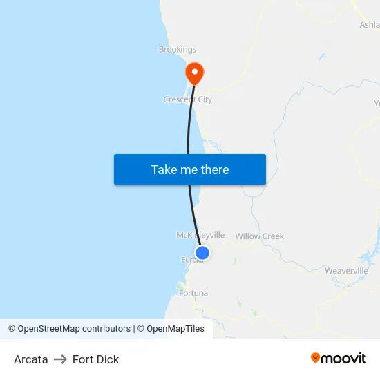 Arcata to Fort Dick map