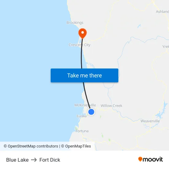 Blue Lake to Fort Dick map