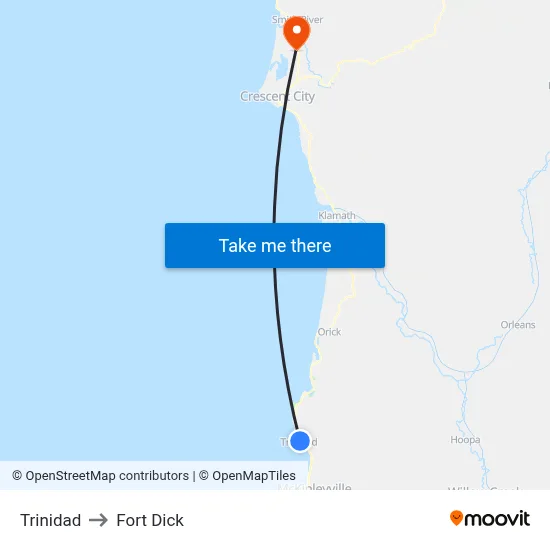 Trinidad to Fort Dick map