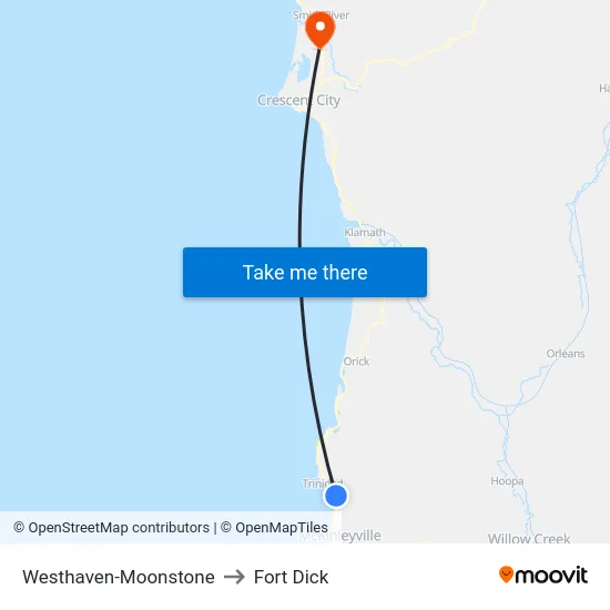 Westhaven-Moonstone to Fort Dick map