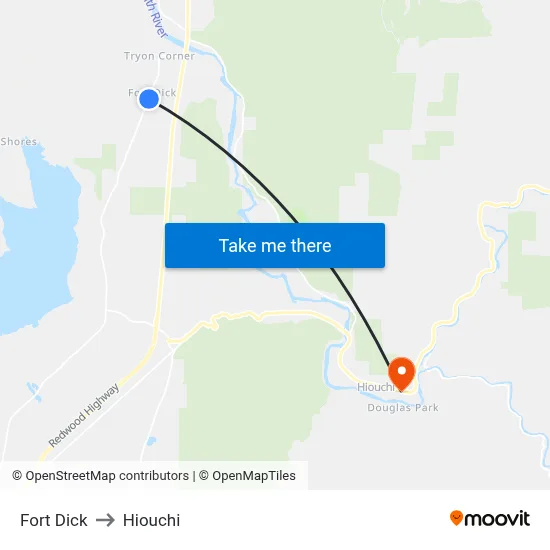 Fort Dick to Hiouchi map