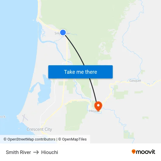 Smith River to Hiouchi map