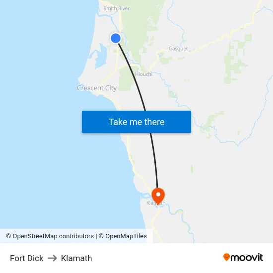 Fort Dick to Klamath map