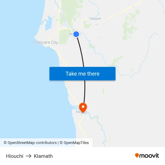 Hiouchi to Klamath map