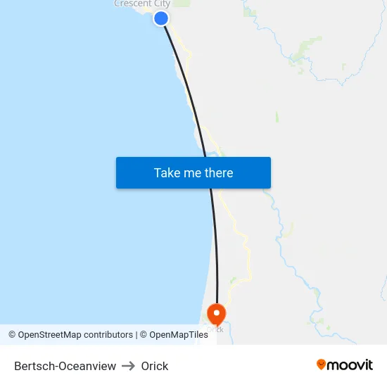 Bertsch-Oceanview to Orick map