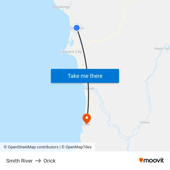 Smith River to Orick map