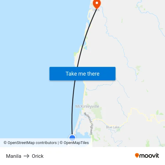 Manila to Orick map