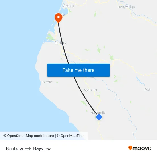 Benbow to Bayview map