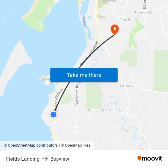 Fields Landing to Bayview map
