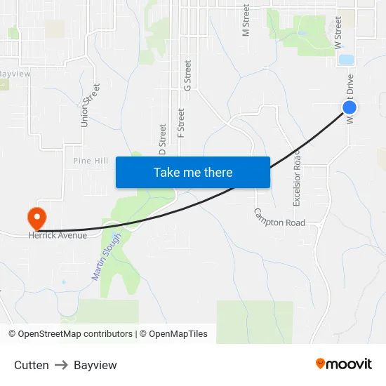 Cutten to Bayview map