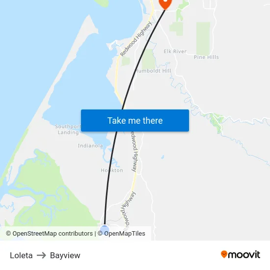 Loleta to Bayview map