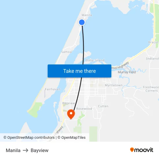 Manila to Bayview map
