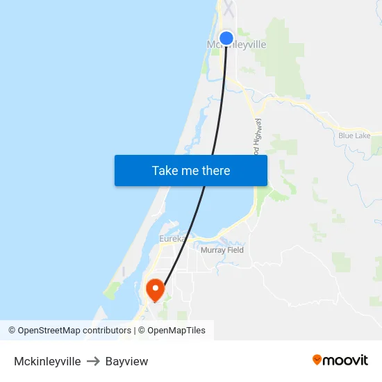 Mckinleyville to Bayview map