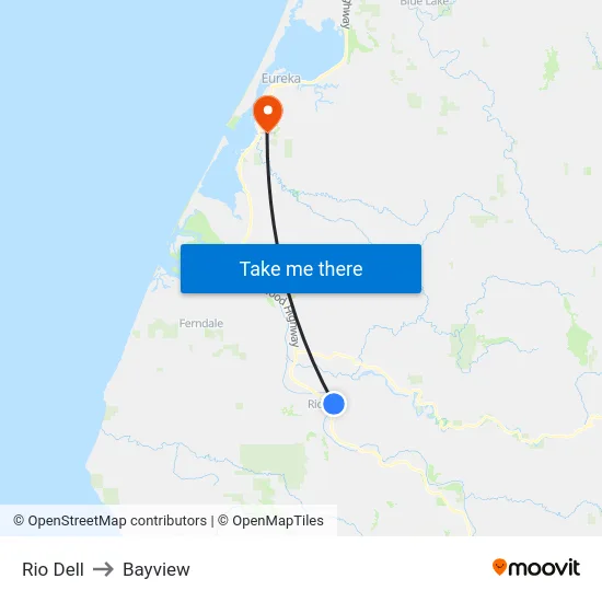 Rio Dell to Bayview map