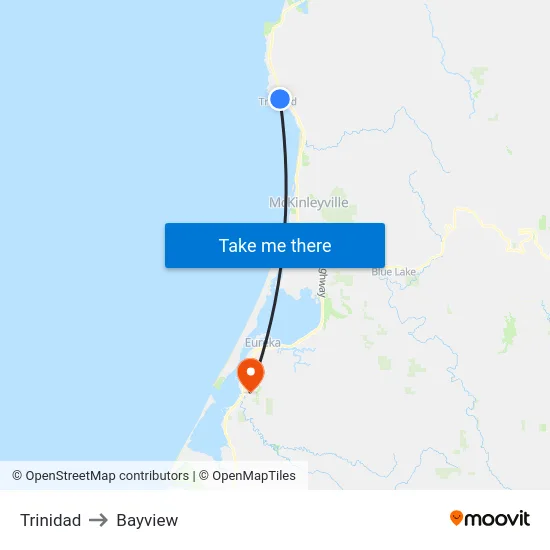 Trinidad to Bayview map