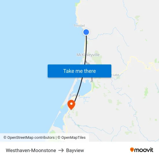 Westhaven-Moonstone to Bayview map