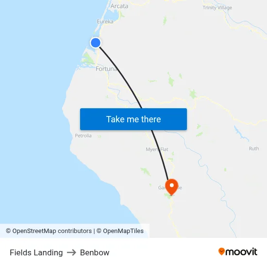 Fields Landing to Benbow map