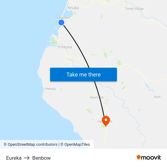 Eureka to Benbow map