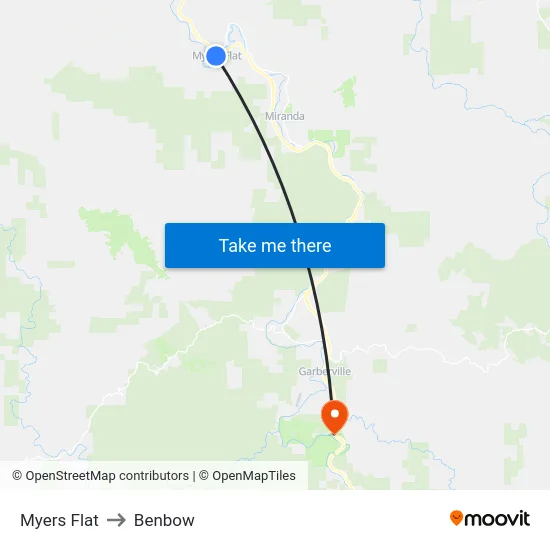Myers Flat to Benbow map