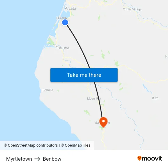 Myrtletown to Benbow map