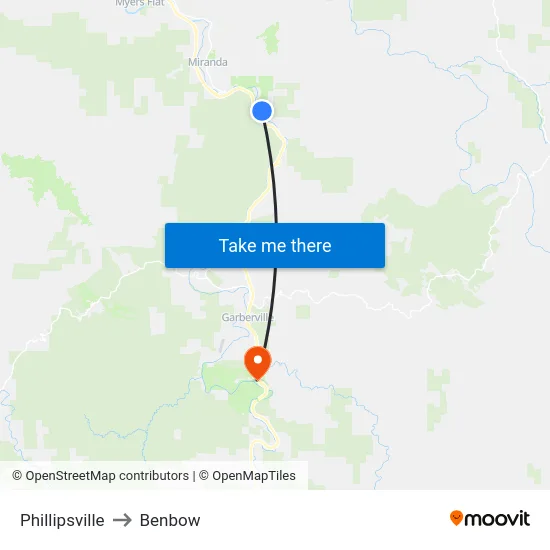 Phillipsville to Benbow map